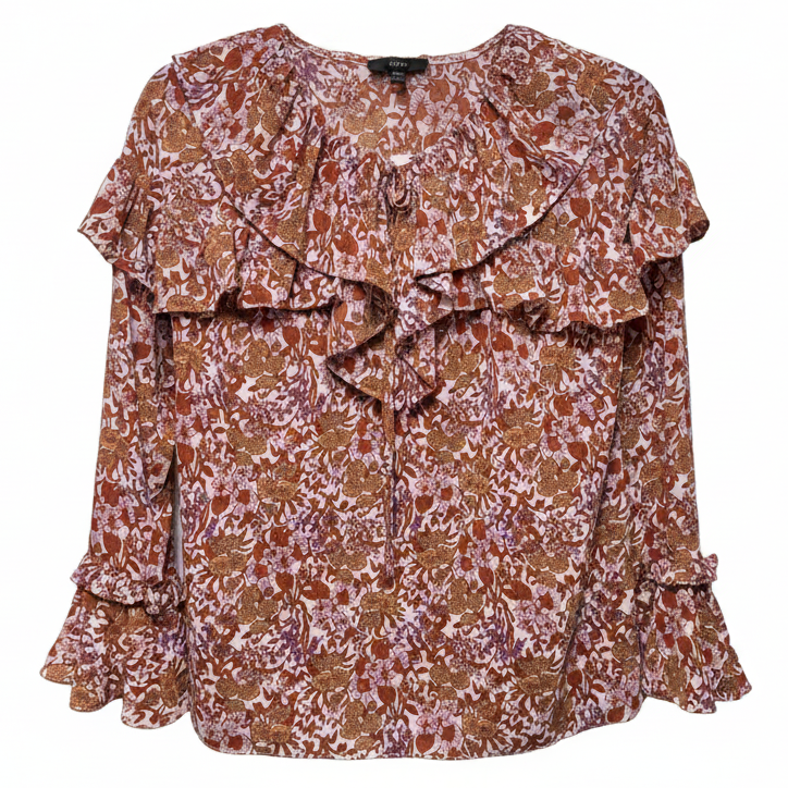 Crinkle Chiffon Top By J. Crew In Fête Floral Print, Size: XXS