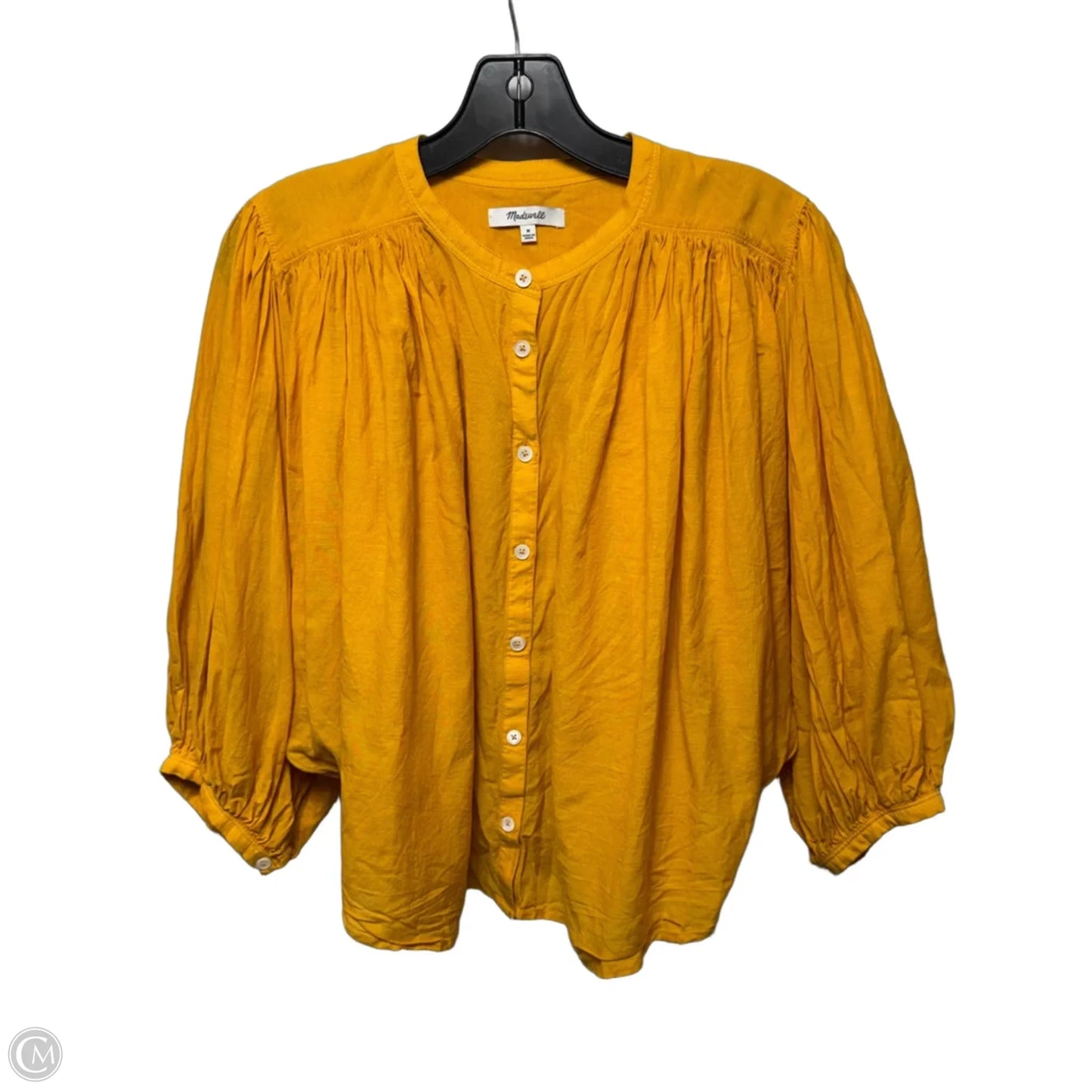 Top Short Sleeve By Madewell In Yellow, Size: M