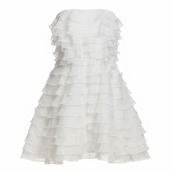 Strapless A-Line Ruffled Mini Dress By BHLDN By Anthropologie In Ivory, Size: 6