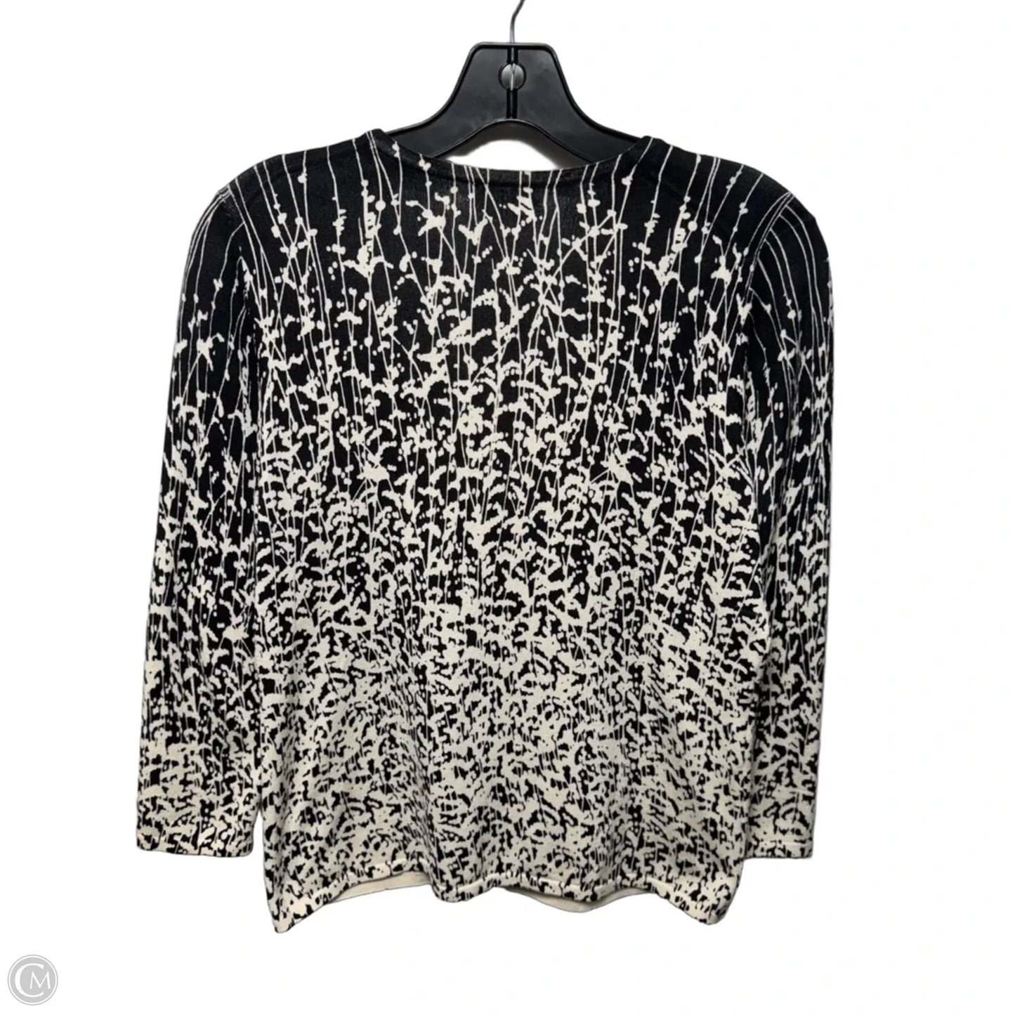 Silk-Nylon Sweater Cardigan Designer By Neiman Marcus In Black & White, Size: S