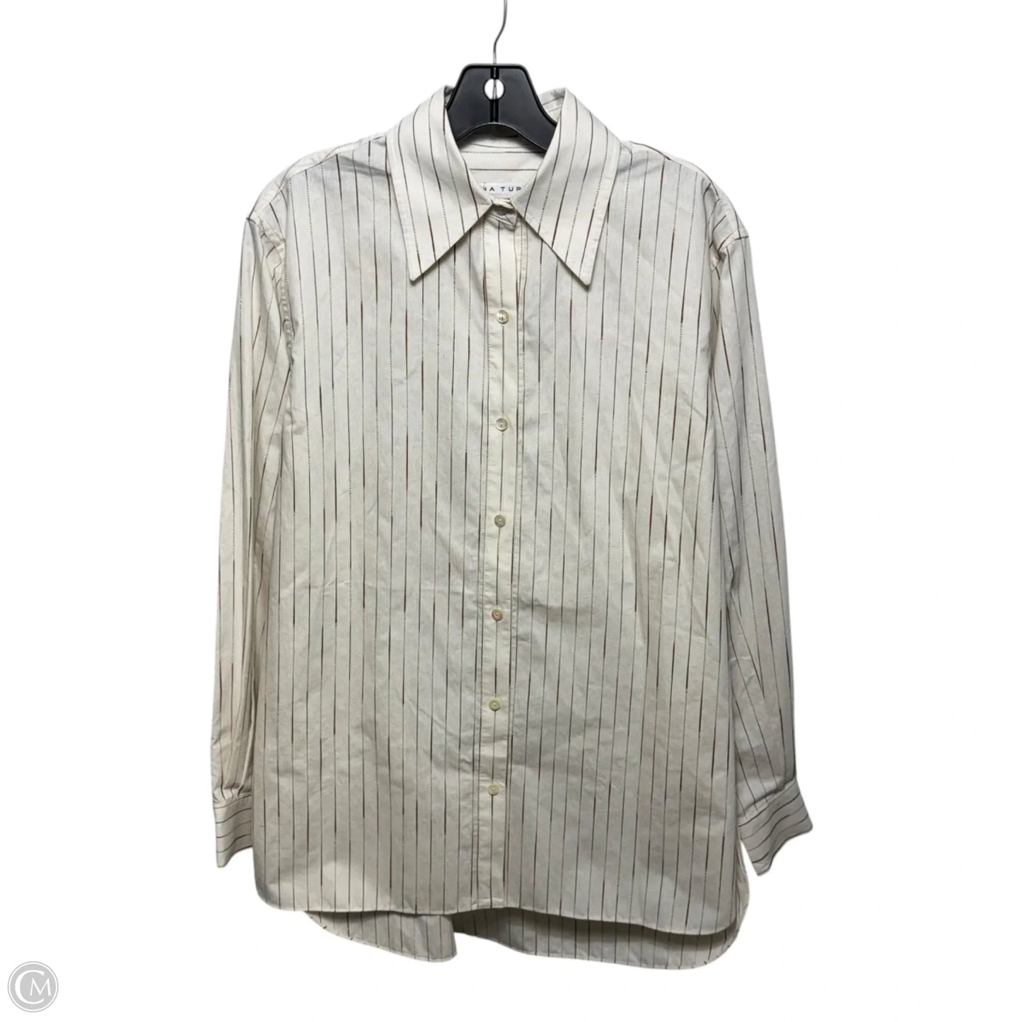 Litsa Silk Blend Button-Up Shirt By Trina Turk In Striped Pattern, Size: S