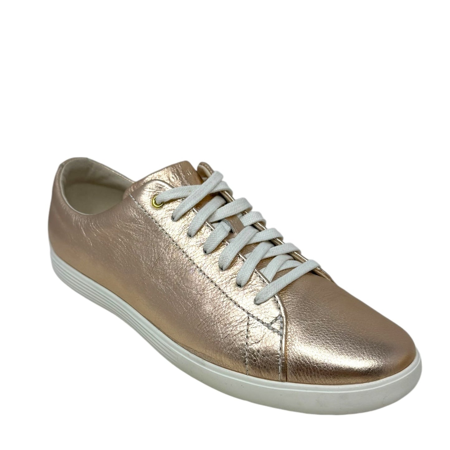 Grand Crosscourt II Sneakers Designer By Cole-haan In Rose Gold Metallic Leather, Size: 8