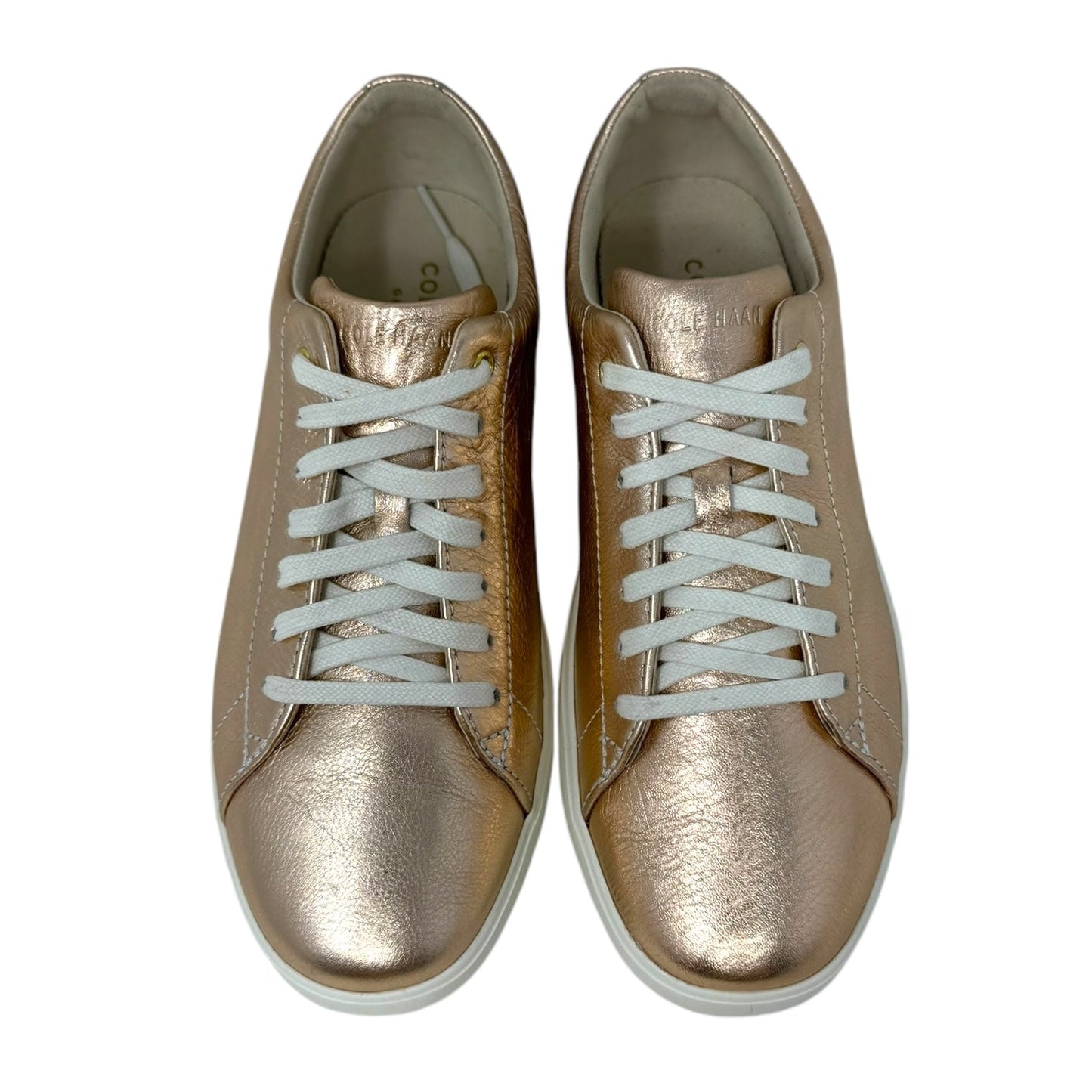 Grand Crosscourt II Sneakers Designer By Cole-haan In Rose Gold Metallic Leather, Size: 8