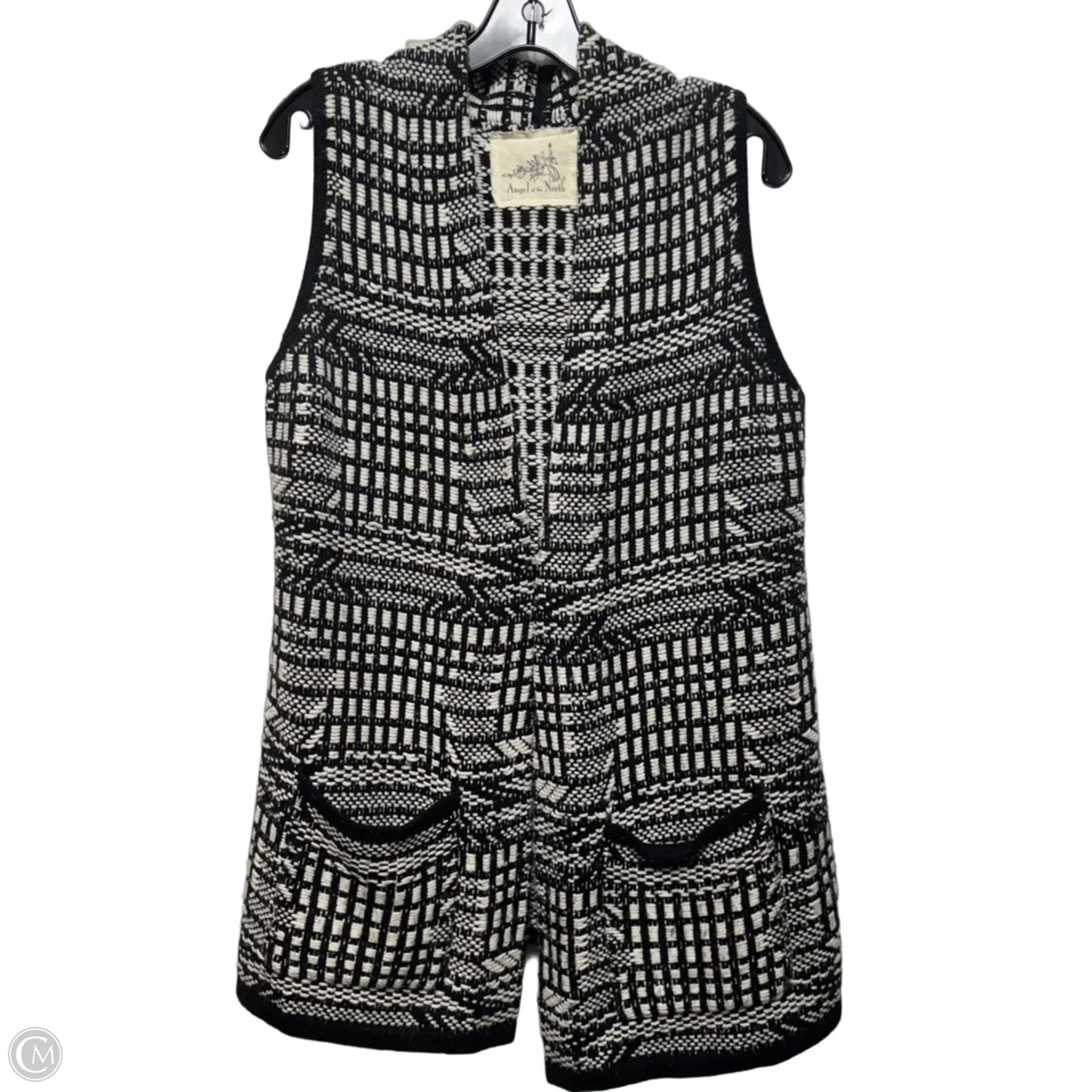 Vest Sweater By Angel of the North In Black & White, Size: S