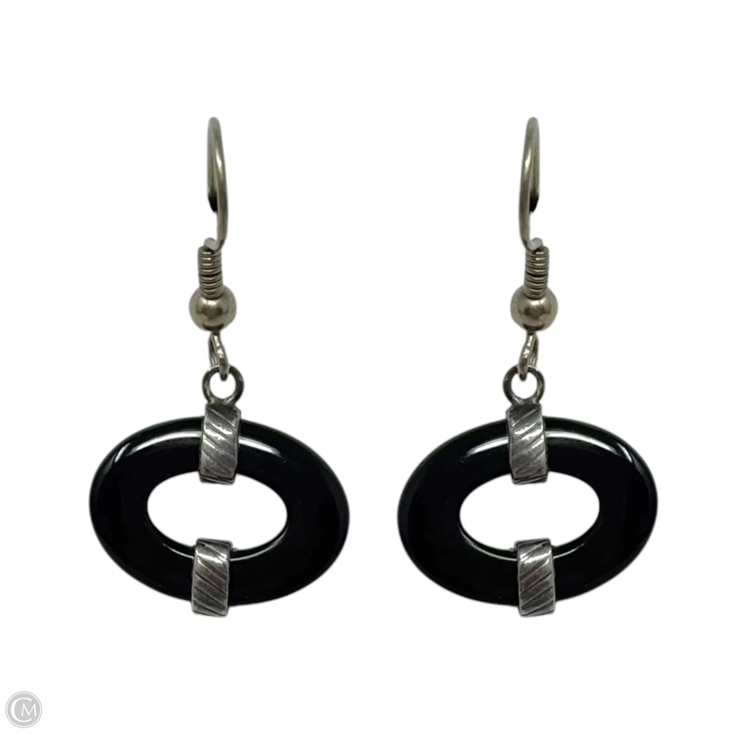 Black Oval Sterling Silver Dangle Earrings By Silpada