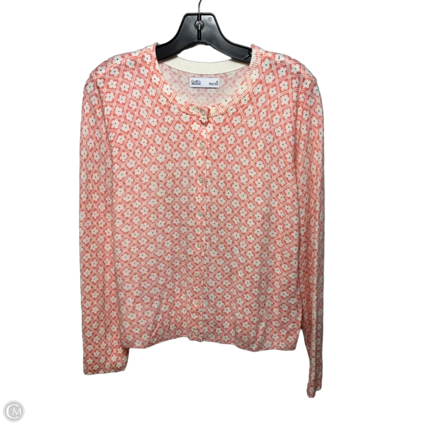 Sweater Cardigan By Croft And Barrow In Floral Print, Size: M