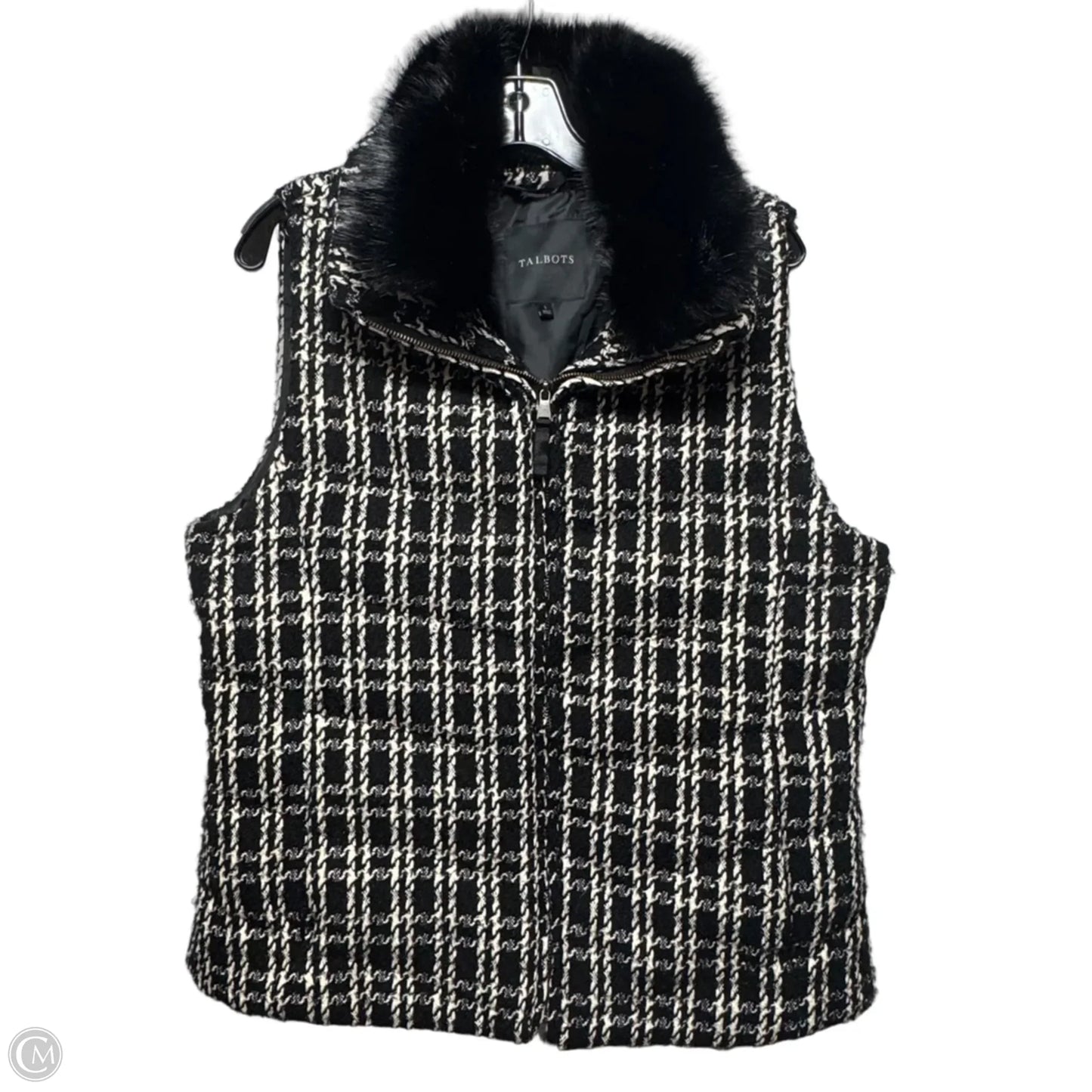 Vest Puffer & Quilted By Talbots In Black & Cream, Size: L