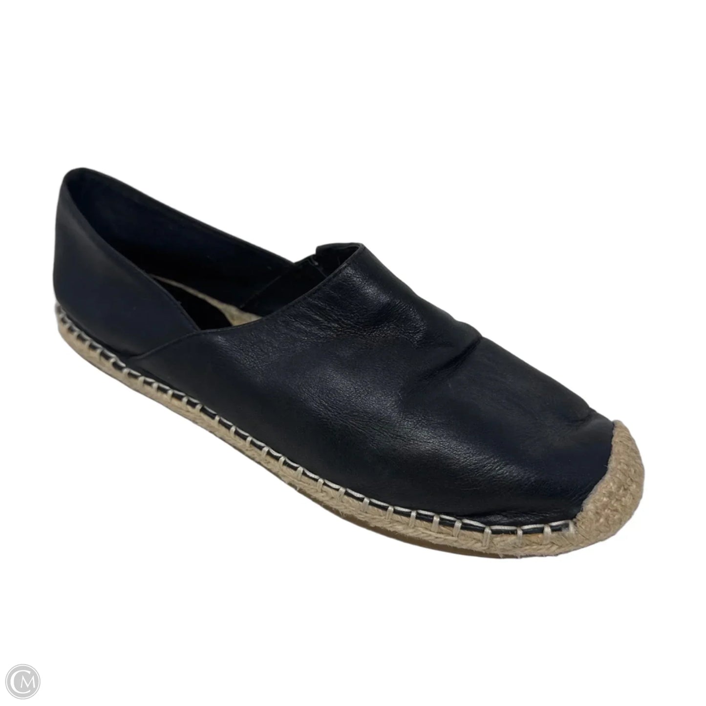 Leather Espadrille Shoes Flats By Eileen Fisher In Black, Size: 7