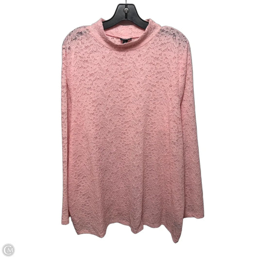 Lace Mesh Top Long Sleeve By Torrid In Pink, Size: 3x