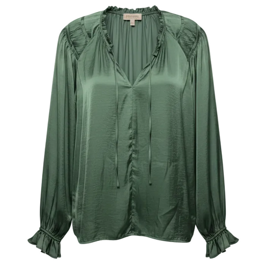 Satin Tie-Neck Blouse By Philosophy In Green, Size: 3X