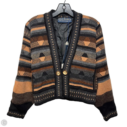 Vintage Hand Knit Cropped Sweater Cardigan By Bill Baber In Multi-colored, Size: S