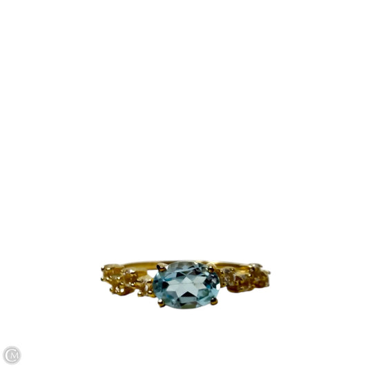 Gold Over Sterling Silver & Oval Aqua & Clear Accent Stones Ring By Clothes Mentor, Size: 7