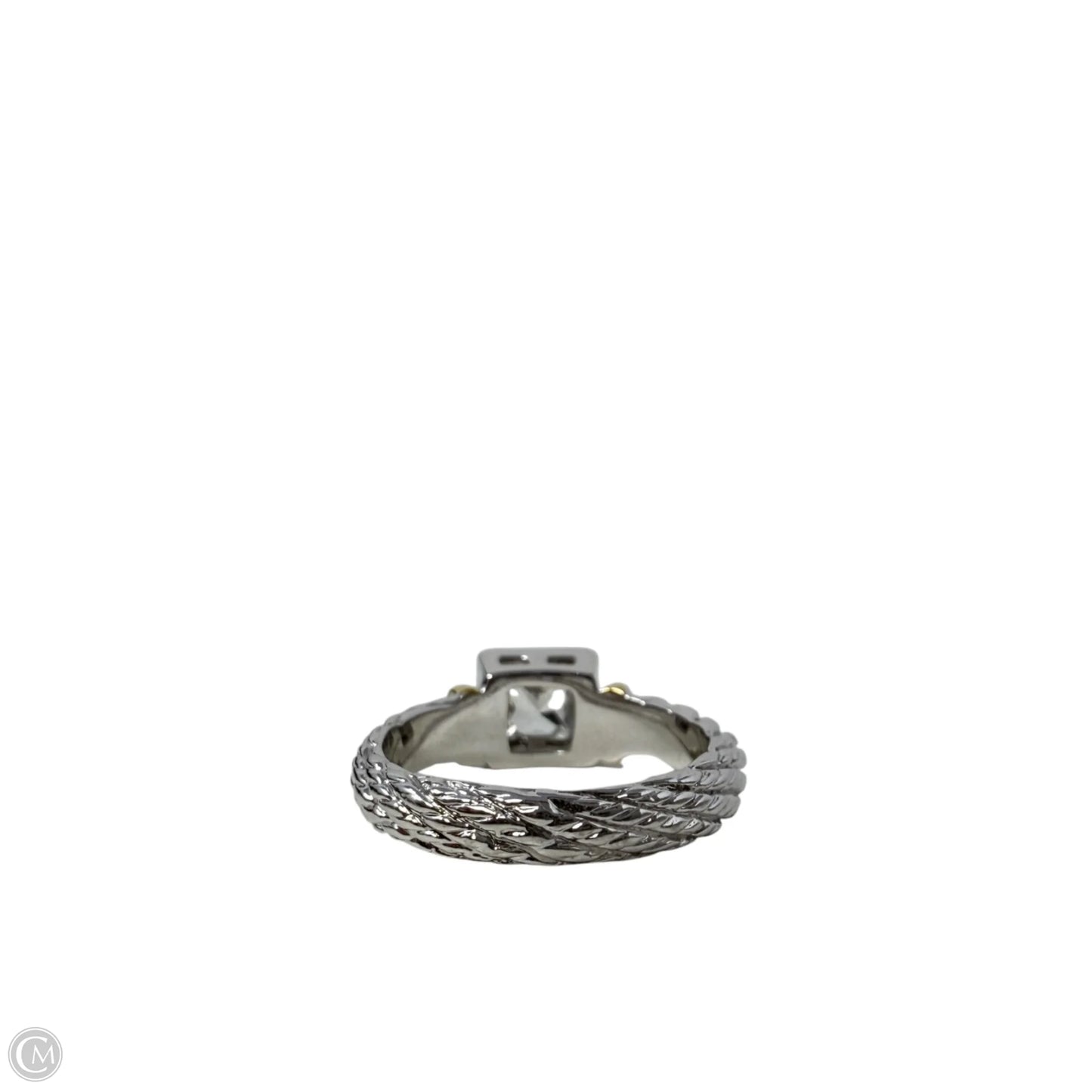 Silver Tone Cable Band & CZ Ring, Size: 5
