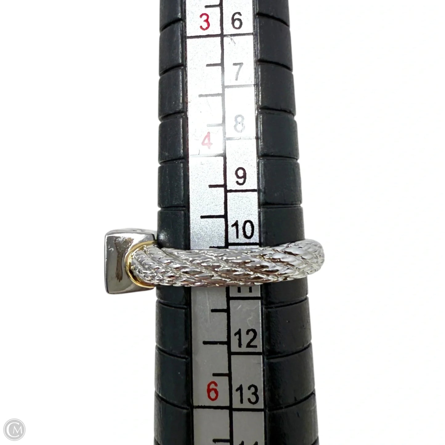 Silver Tone Cable Band & CZ Ring, Size: 5