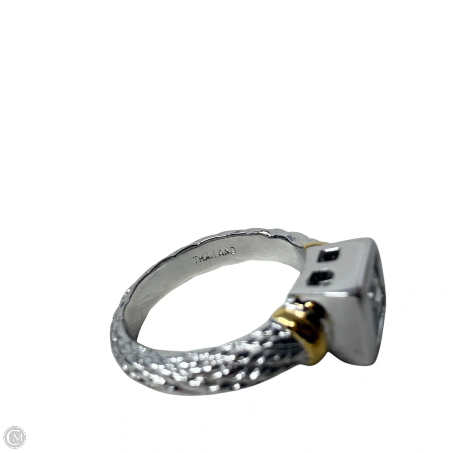 Two Tone Cable Band CZ Ring, Size: 7