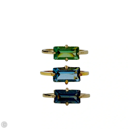 Gold-Tone 3-Pc.Set Baguette Stone Stack Rings, Size: 7