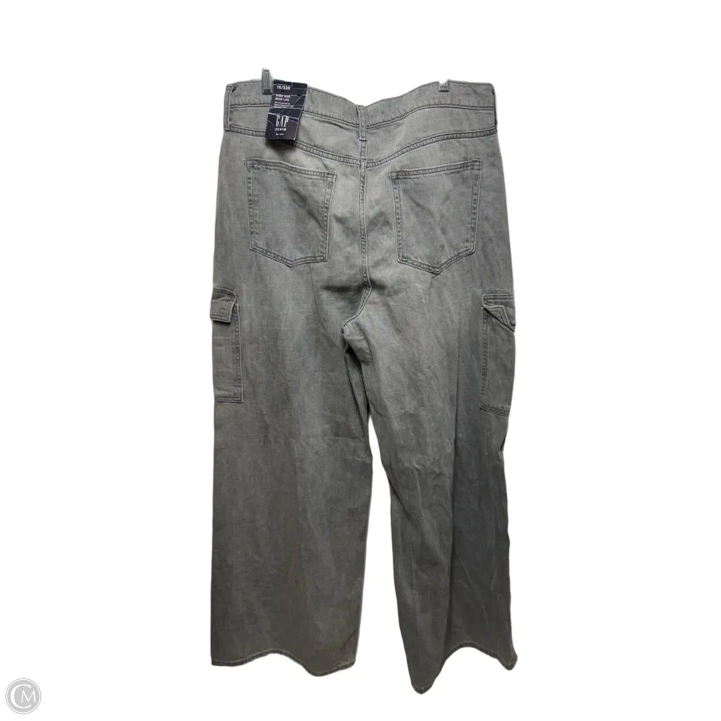 Jeans High Rise Wide Leg By Gap In Grey Denim, Size: 16/33R