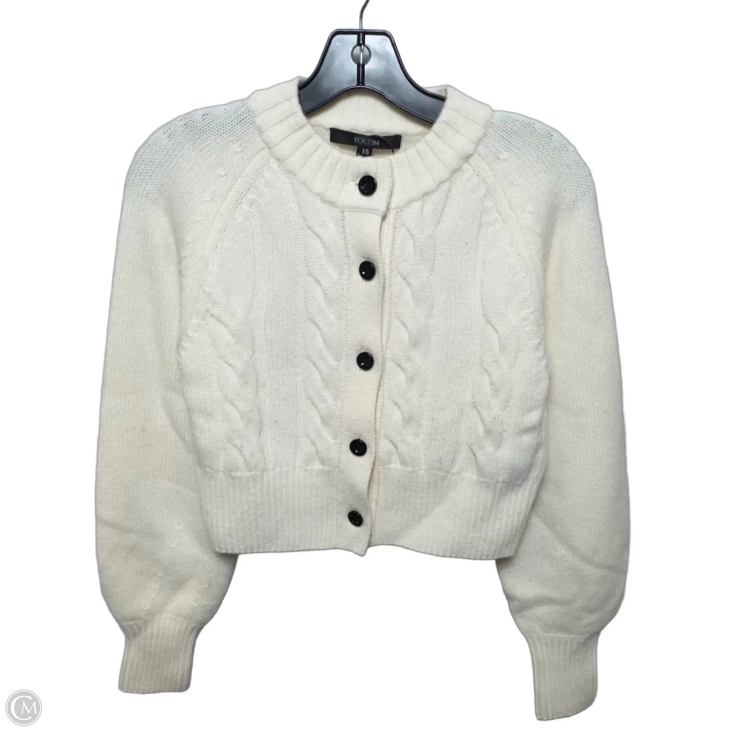 Rita Wool-Cashmere Crop Cardigan By Toccin In Ivory, Size: XS