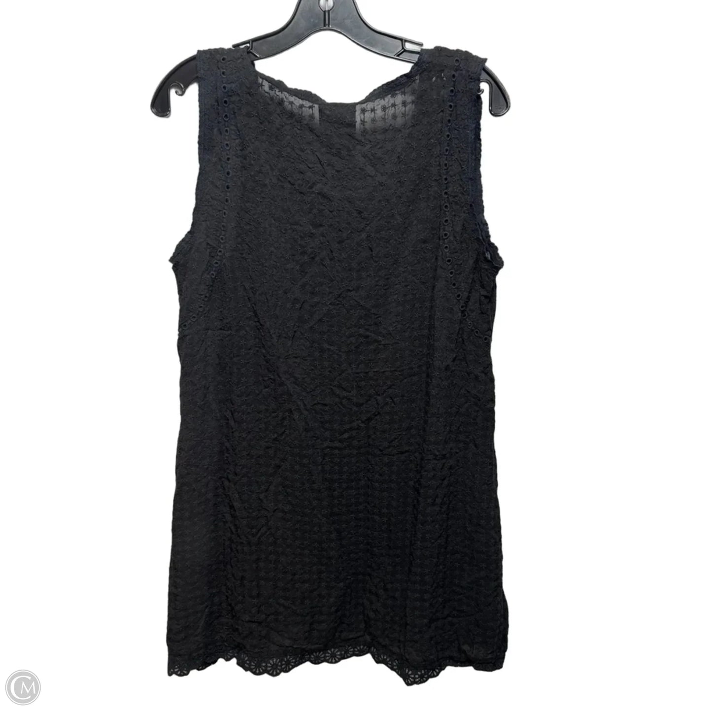 Eyelet Tunic Sleeveless Designer By Johnny Was In Black, Size: L