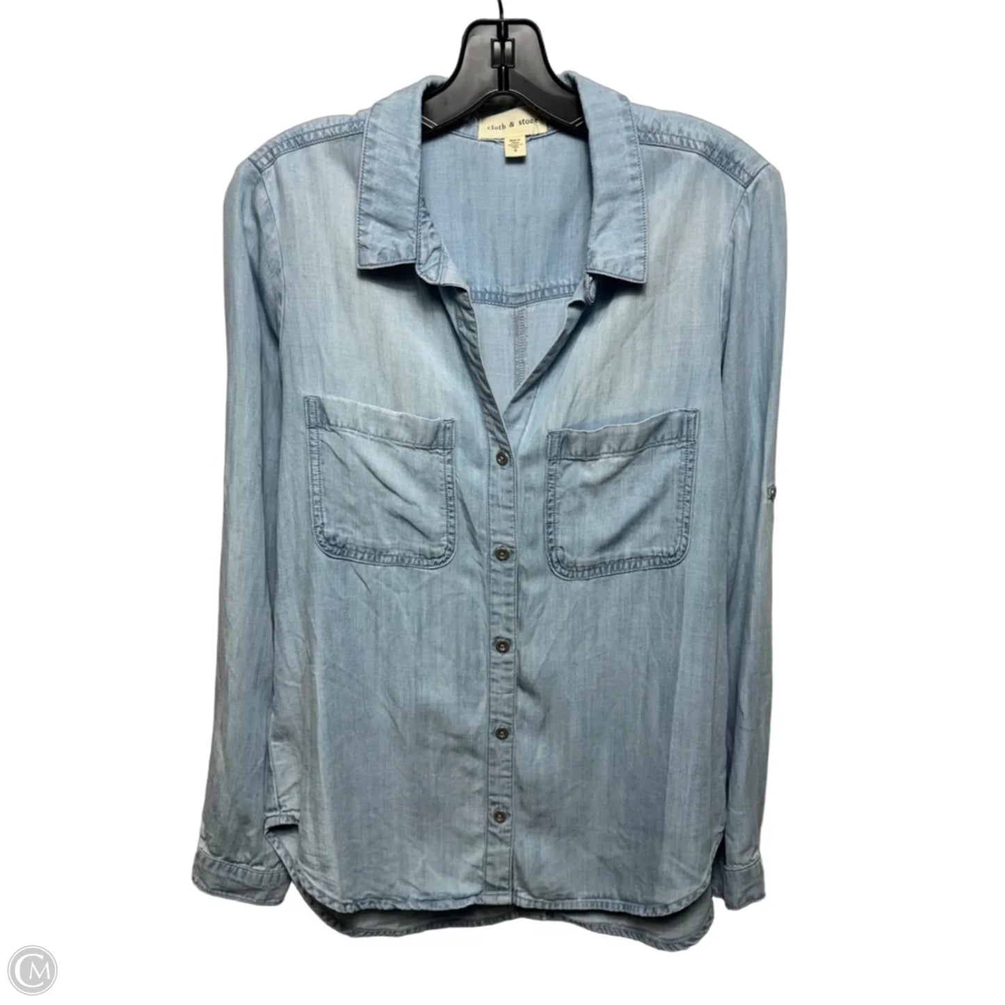 Top Long Sleeve By Cloth & Stone In Blue Denim, Size: S