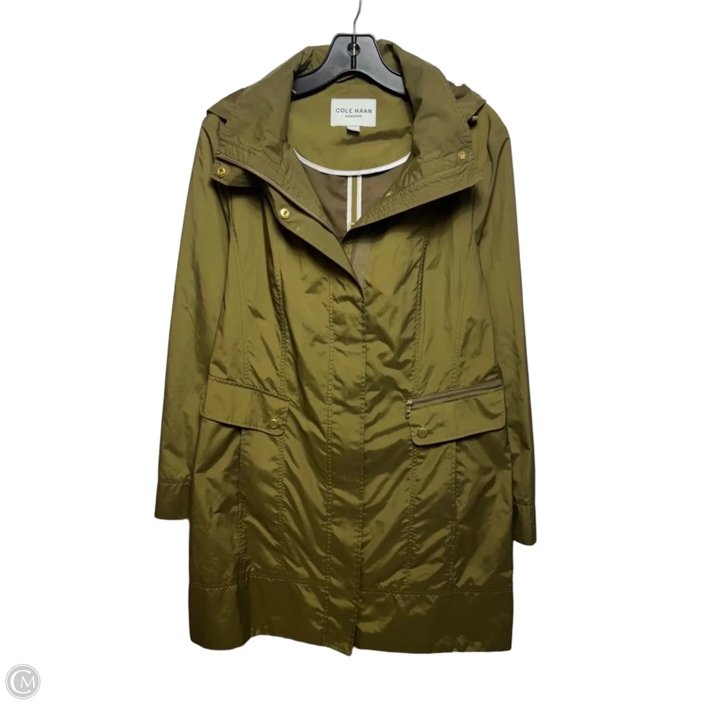 Coat Raincoat By Cole-haan In Green, Size: M