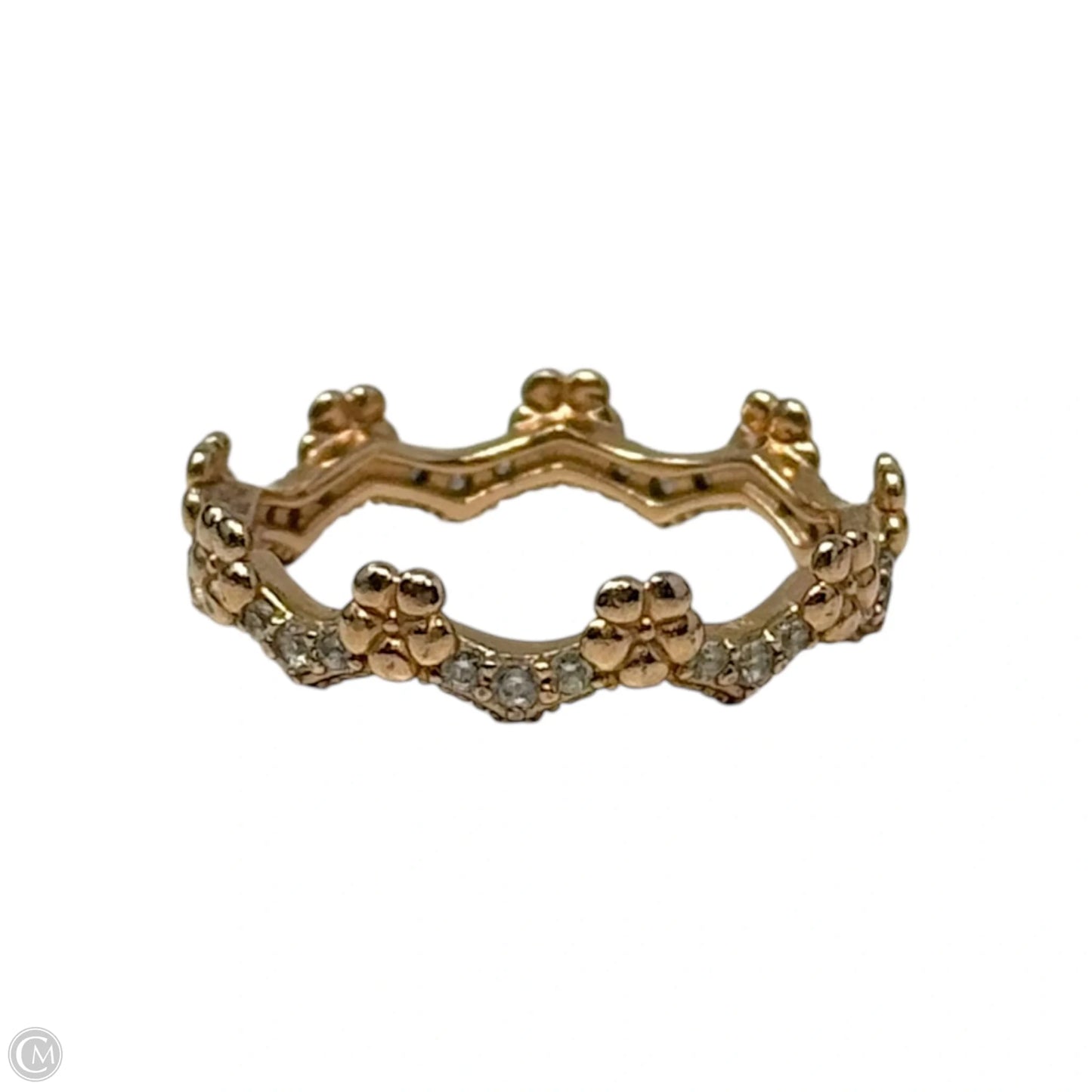 14k Rose Gold Plated & CZ Flower Crown Ring By Pandora, Size: 7.5