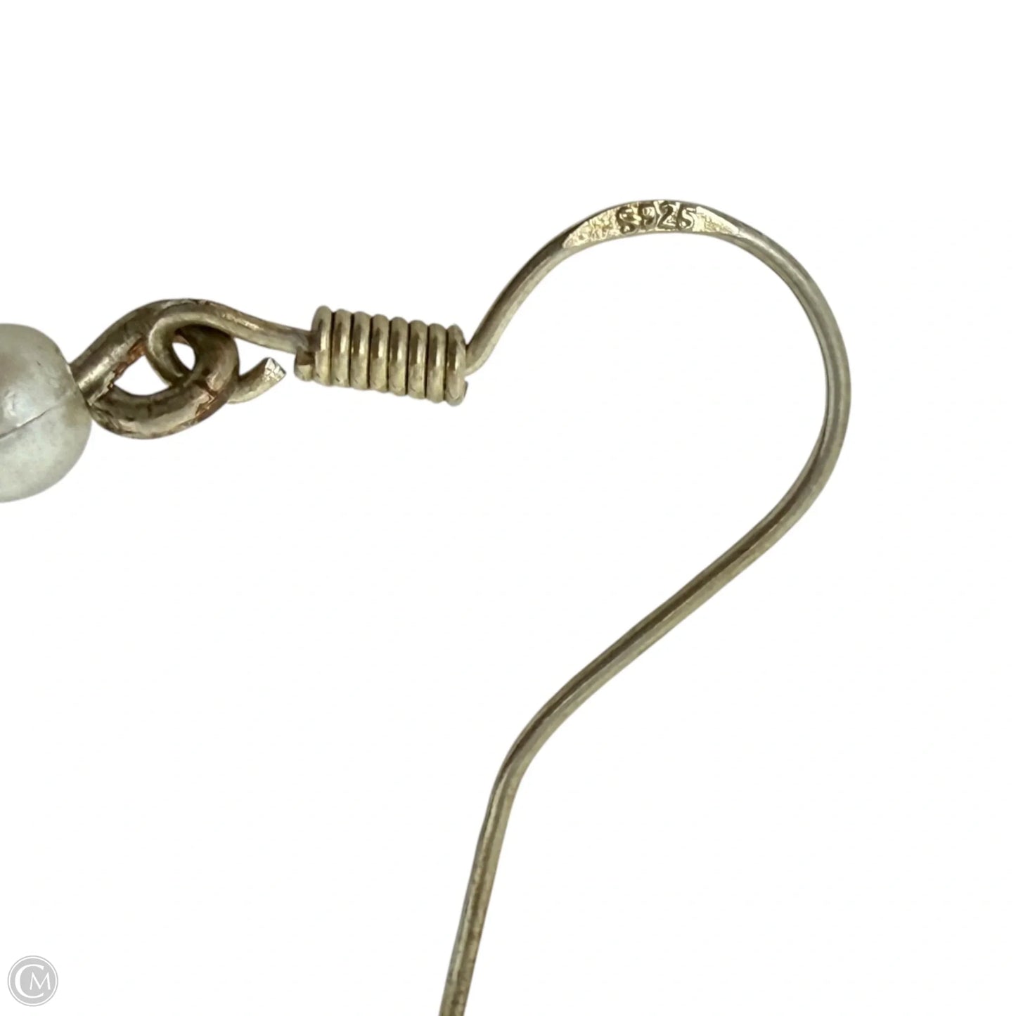 Blue & Ivory Beaded Dangle Earrings With Sterling Silver Hooks