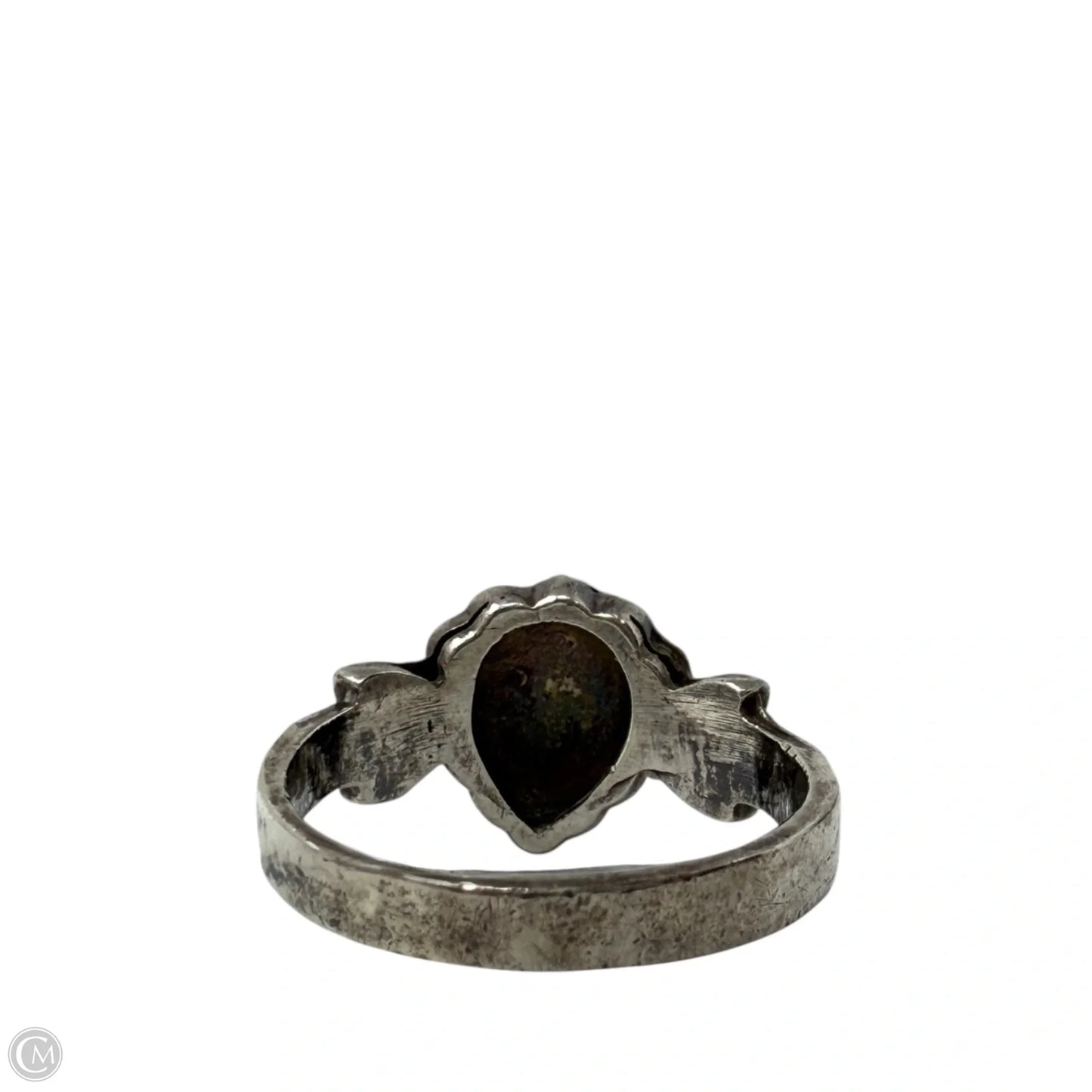 Sterling Silver & Blue Stone Heart Cluster Ring, Size: 7