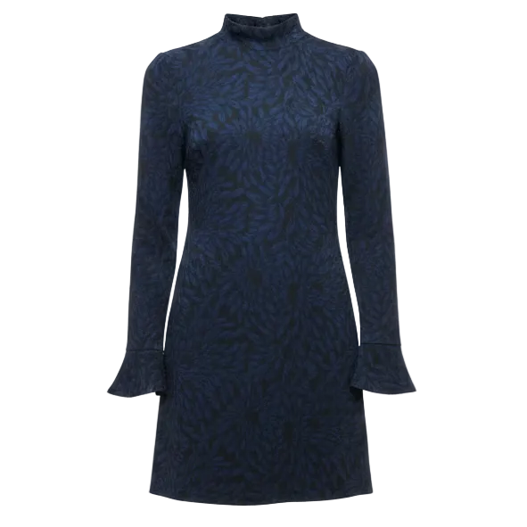 Michaela Textured Bell Sleeve Tunic Dress By Hutch X Anthropologie In Black & Blue, Size: M
