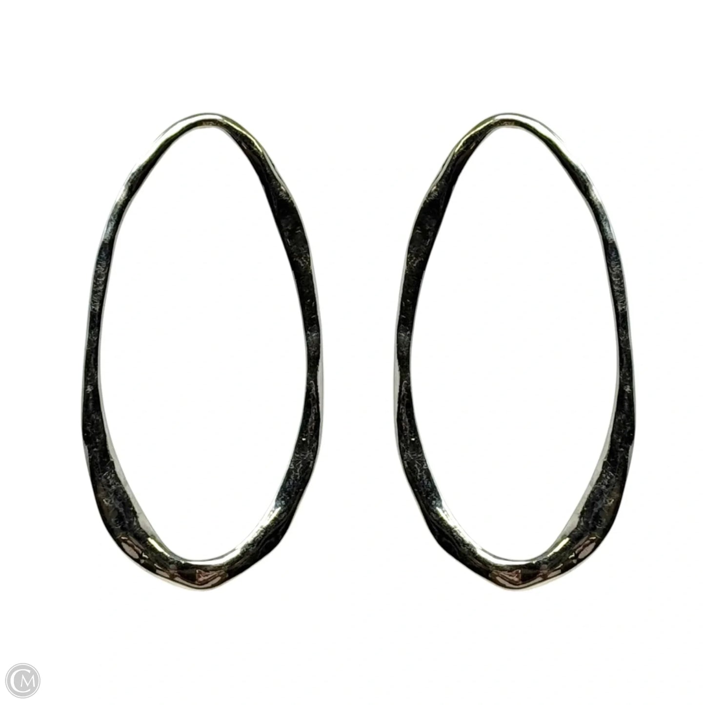 Long Silver Tone Oval Dangle Earrings By Robert Lee Morris