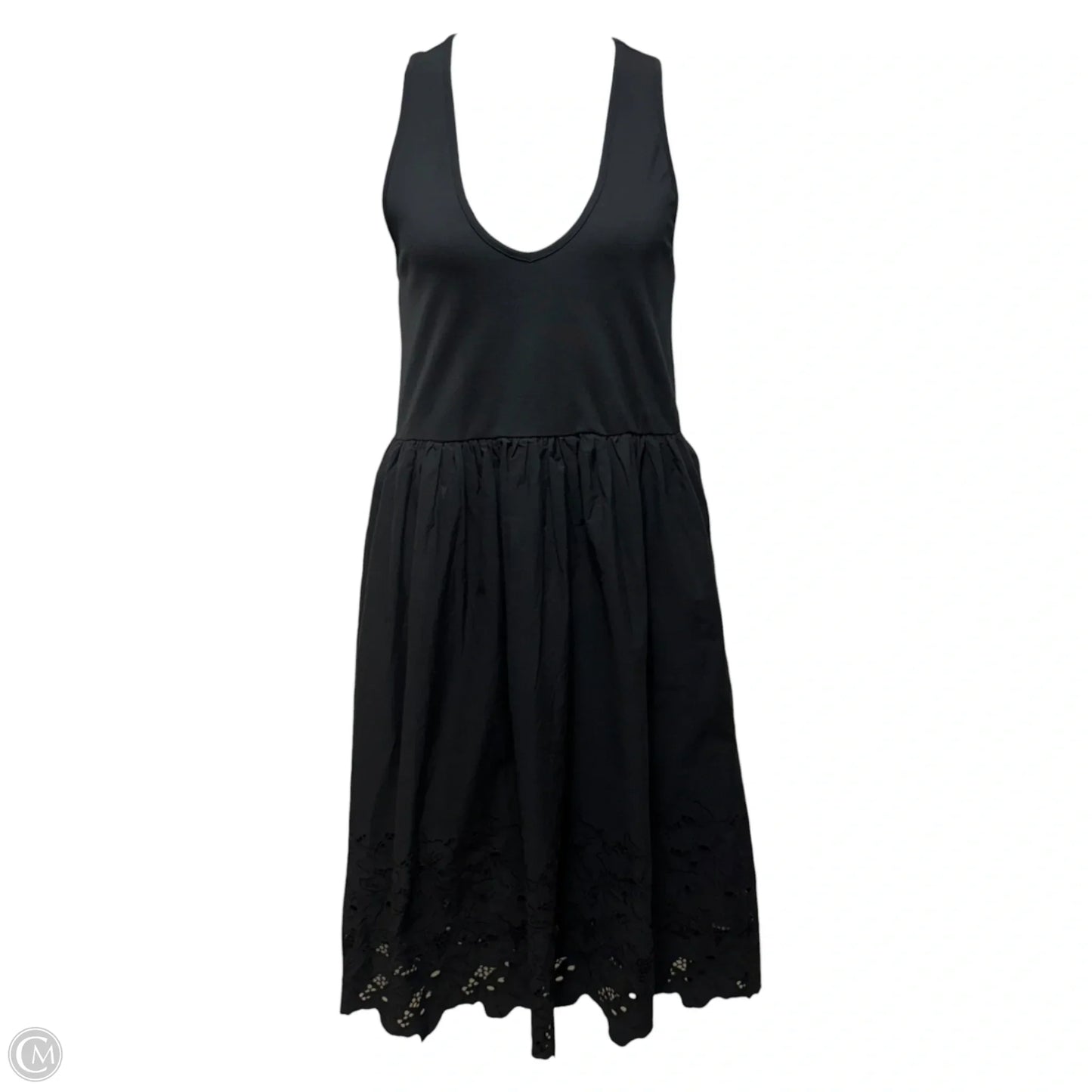 Cutwork Scoop-Neck Twofer Dress By Maeve In Black, Size: XL