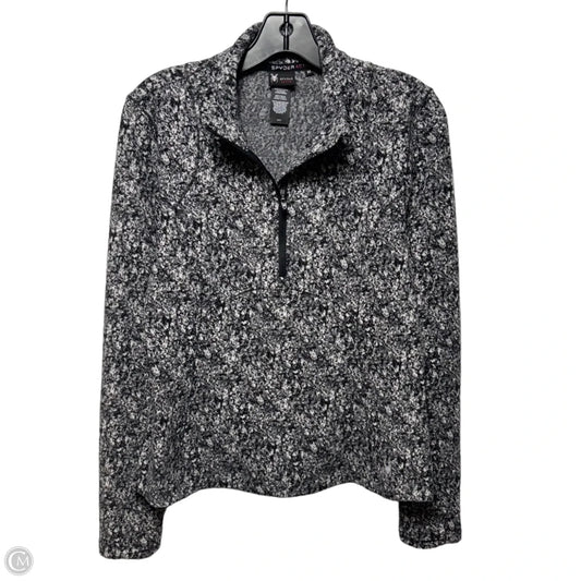 Fleece Athletic Top Long Sleeve Collar By Spyder In Black & White, Size: M