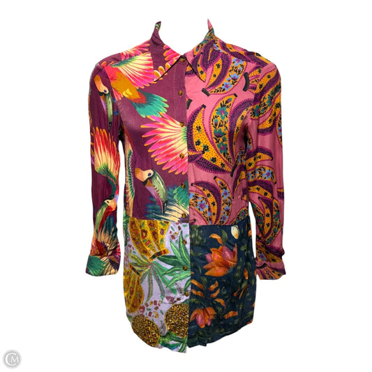 Mixed Print Shirt Dress Designer By Farm Rio In Tropical Print, Size: M