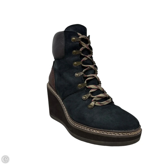 Martinica Leather Wedge Platform Booties Designer By See By Chloe In Black & Brown, Size: 9