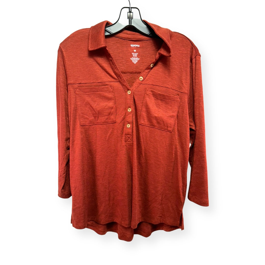 Brown Top 3/4 Sleeve Sonoma, Size M