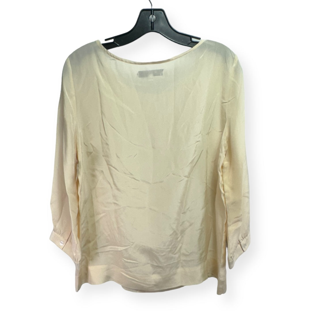 100% Silk Cream Blouse Long Sleeve Wyatt Collection,, Size L