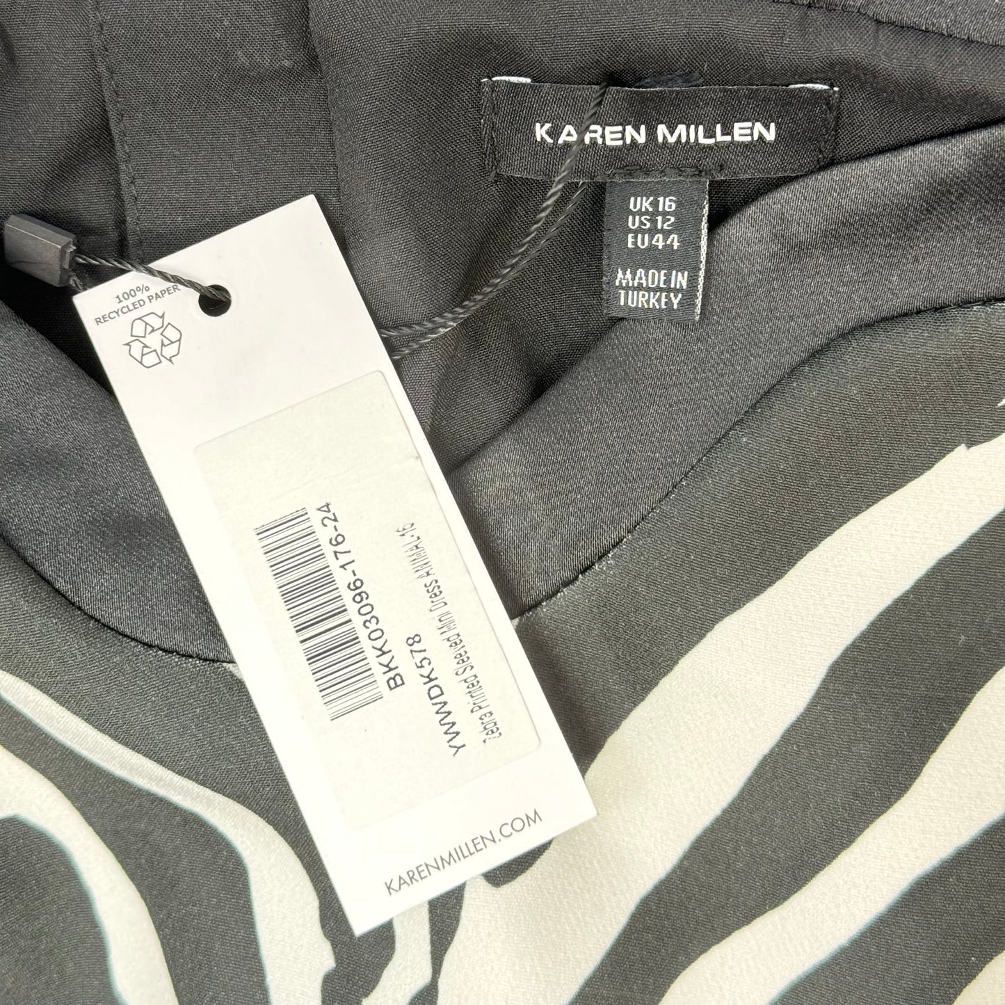 Zebra Printed Sleeved Mini Dress
Designer Karen Millen, Size 12