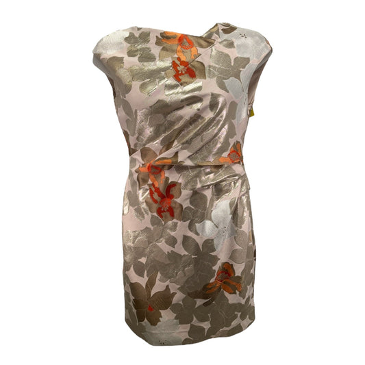 Metallic Jacquard Midi Dress Designer By Paule Ka Paris, Size 12