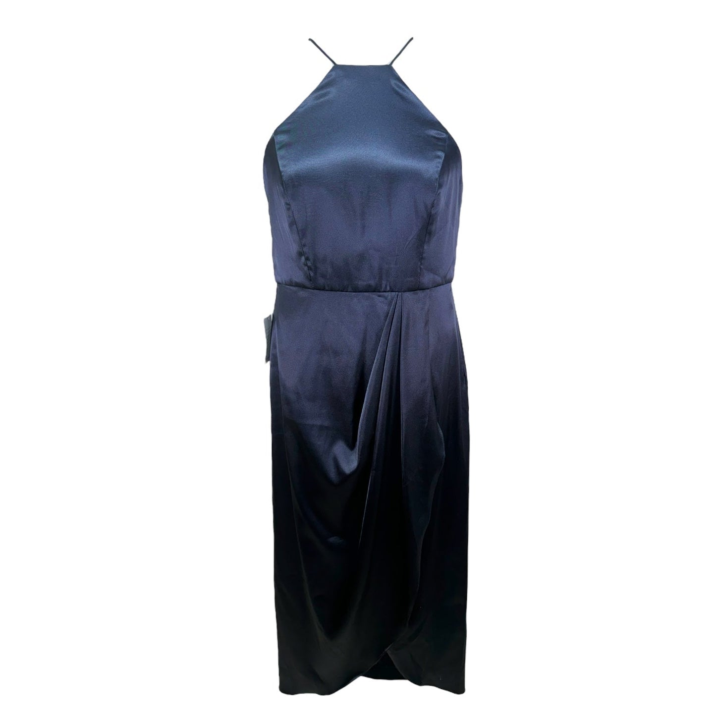 Charmeuse Halter Midi Dress In Midnight After Six, Size 12