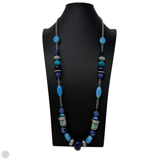 Blue & Silver Beaded Ling Necklace By Chico’s