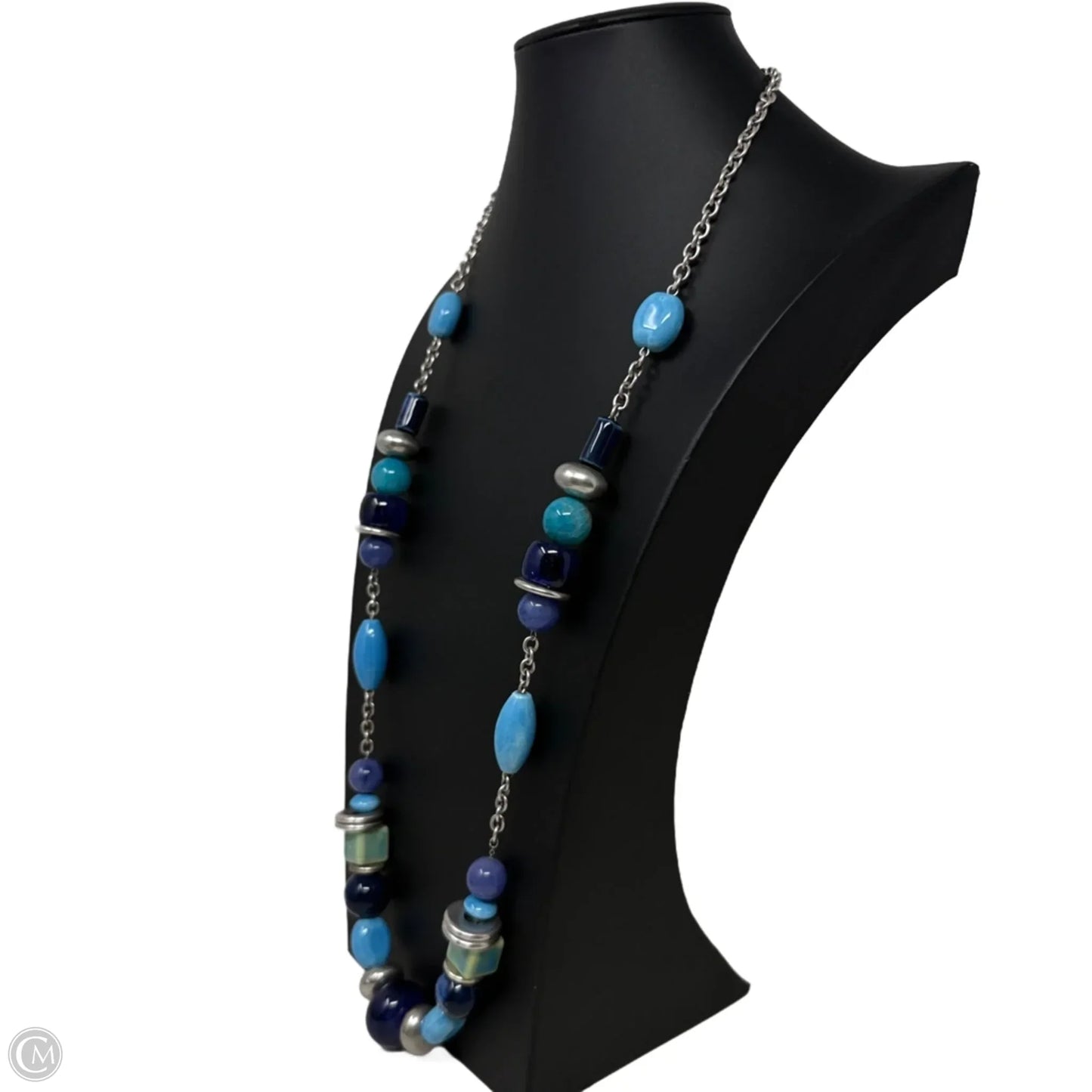 Blue & Silver Beaded Ling Necklace By Chico’s