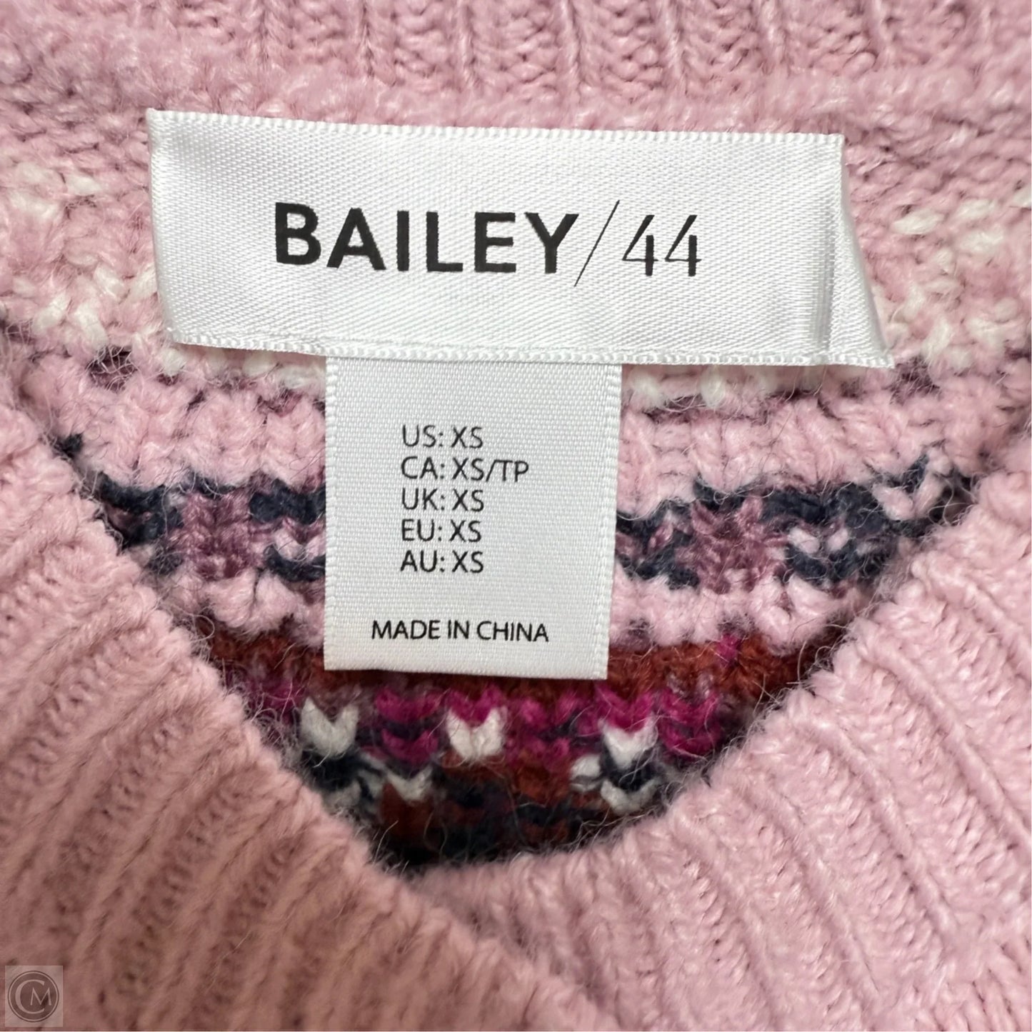 Fair Isle Sweater Cardigan By Bailey 44 In Pink, Size: Xs