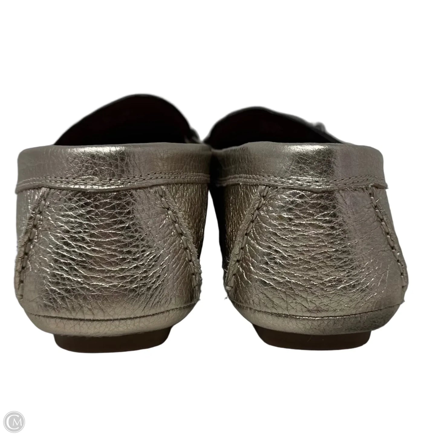 Metallic Loafer Shoes Designer By Coach In Silver, Size: 7.5