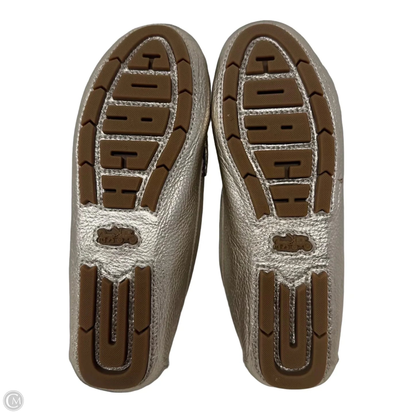 Metallic Loafer Shoes Designer By Coach In Silver, Size: 7.5