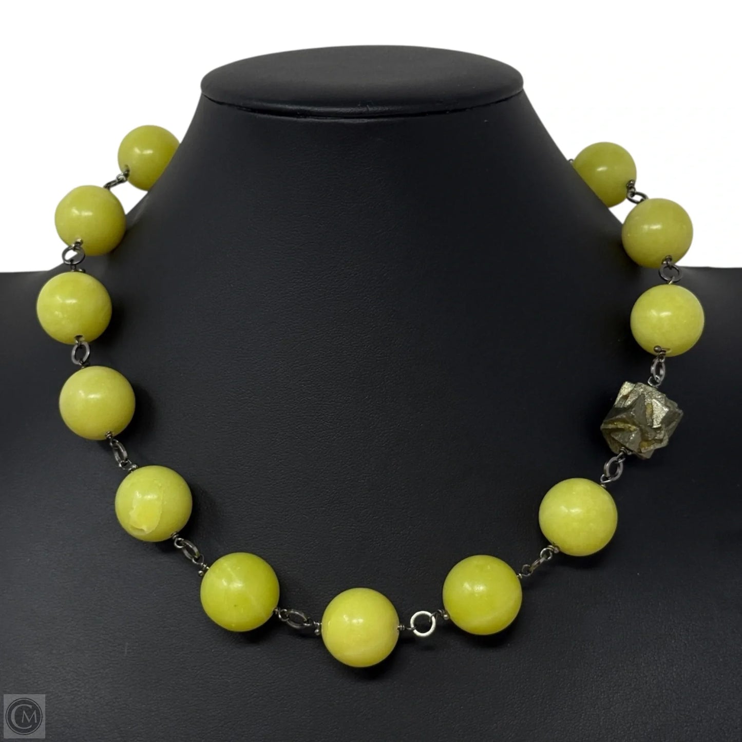 Chunky Serpentine Stone & Pyrite Beaded Collar Necklace