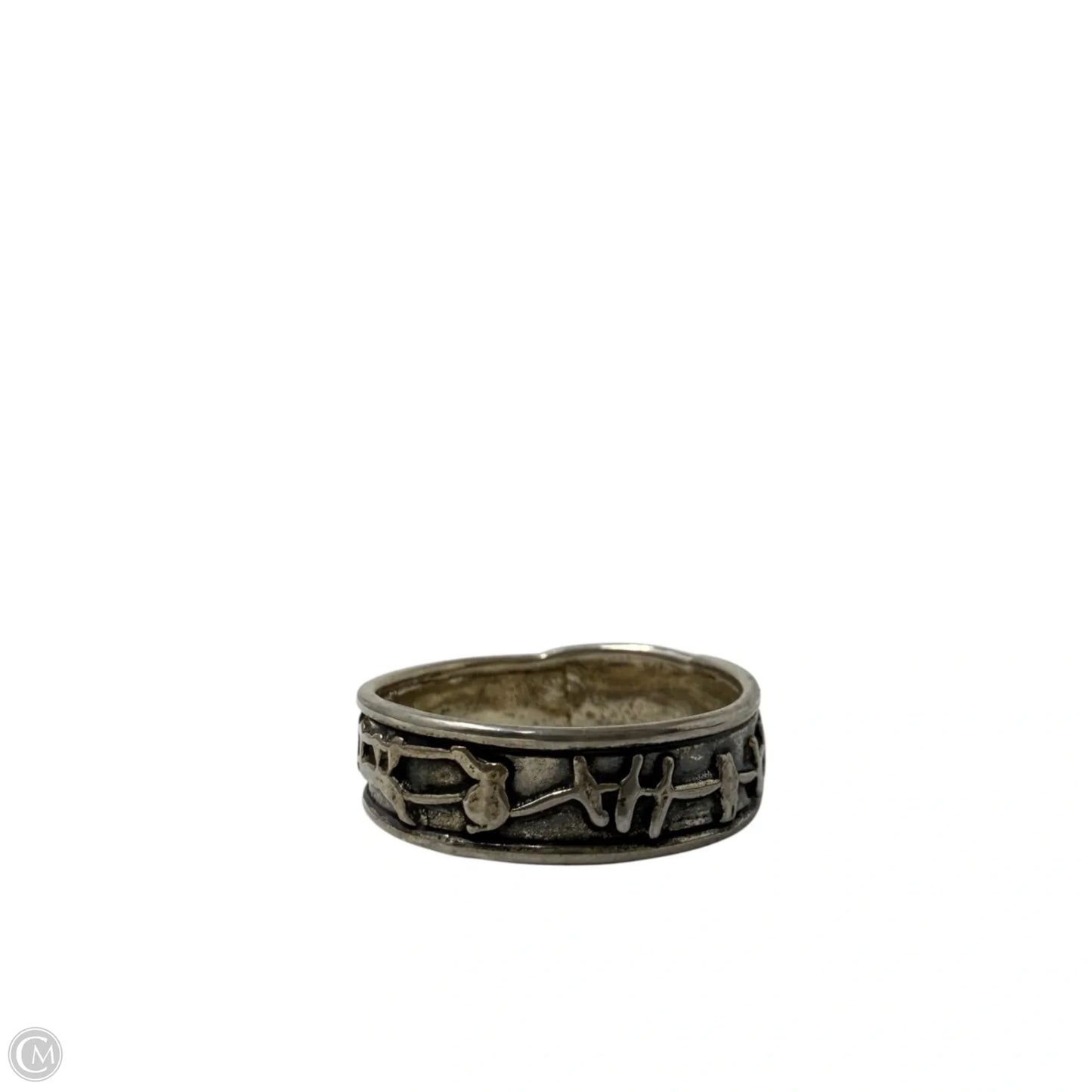 Oxidized Silver Tone Band Ring, Size: 6.5