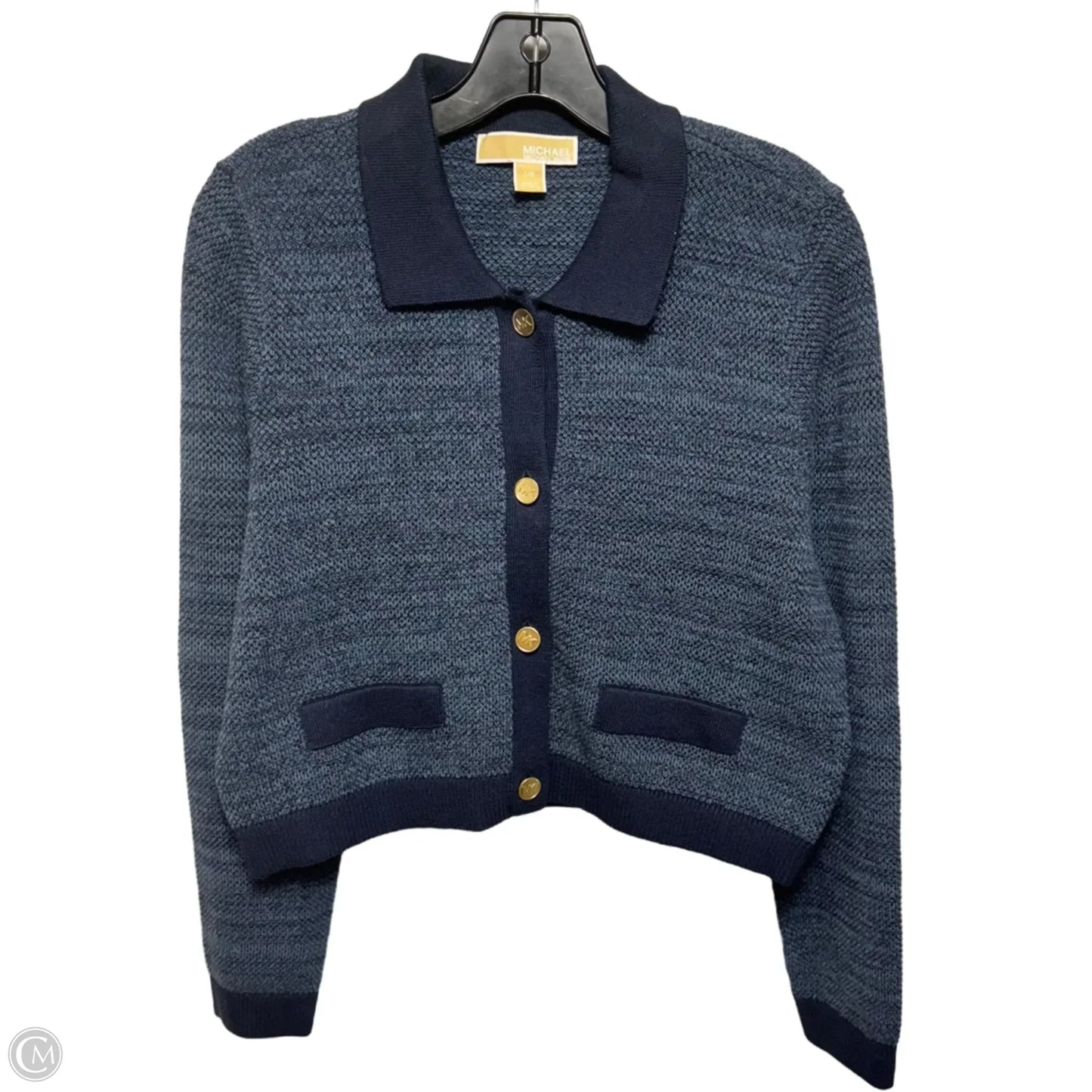 Cropped Sweater Cardigan By Michael By Michael Kors In Navy, Size: L