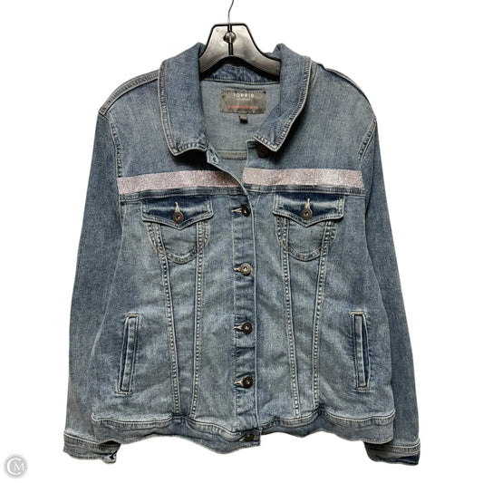 Rhinestone Strip Jacket Denim By Torrid In Blue Denim, Size: 3x
