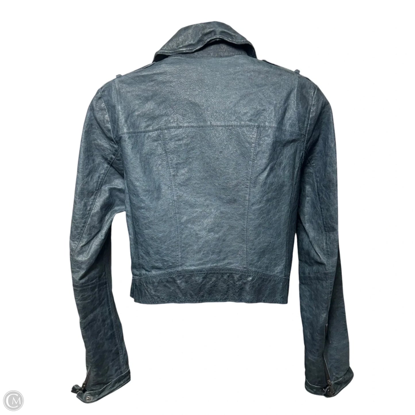 Josie Washed Leather Jacket Moto Leather By Jakett In Navy, Size: S