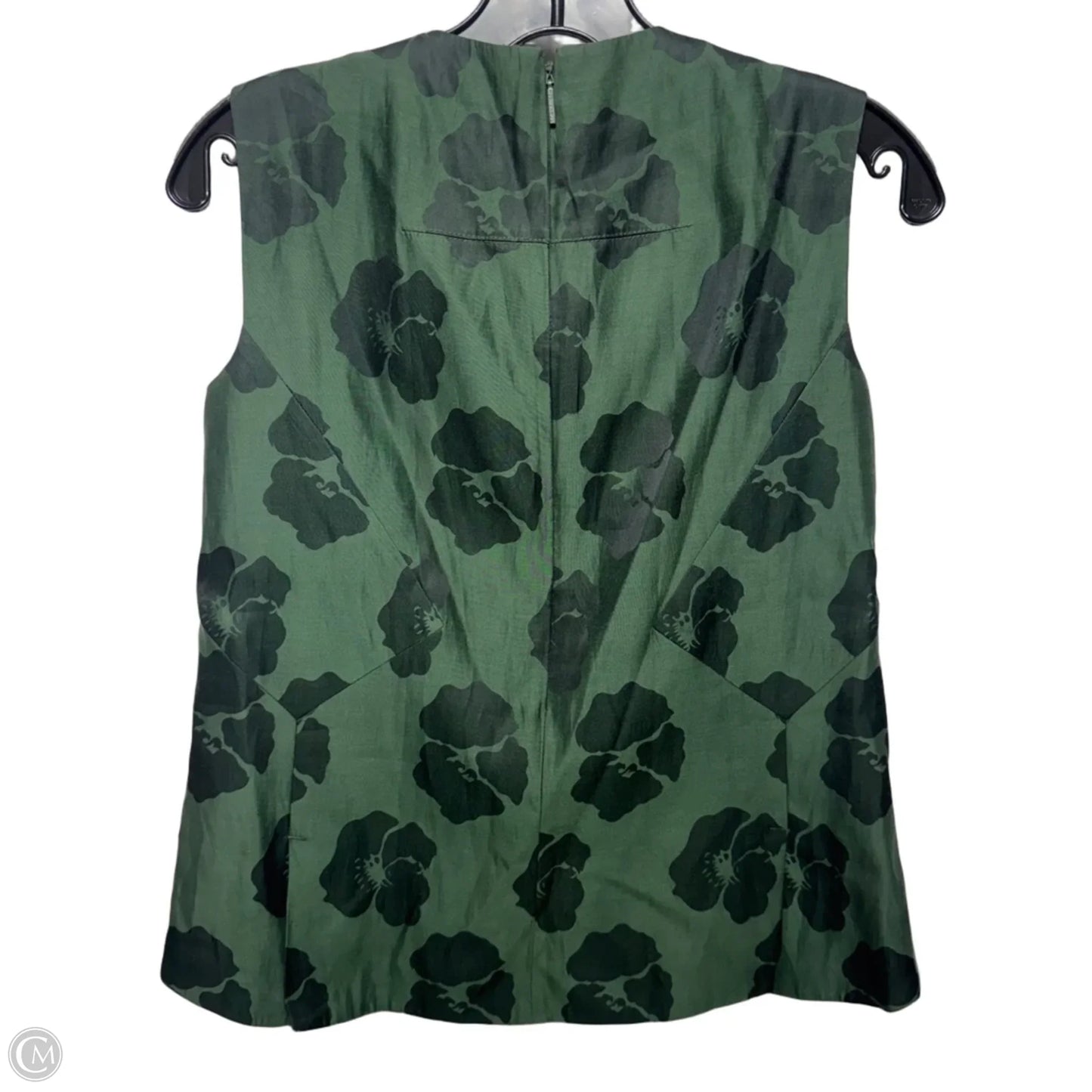 Embellished Silk Blend Top Sleeveless Designer By Tory Burch In Green, Size: 2